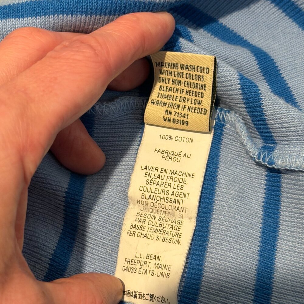 L.L. Bean Vintage 100% Cotton Striped Quarter Zip Pullover Knit Sweater Small - Picture 7 of 10